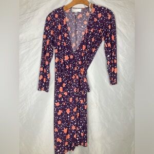 Donna Morgan dotted geometric wrap dress.